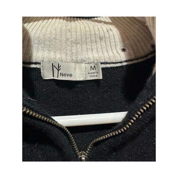 Neve Designs Wool 1/4 Zip Pullover Black Snow Flake Print Sweater Womens Size M - Picture 3 of 6